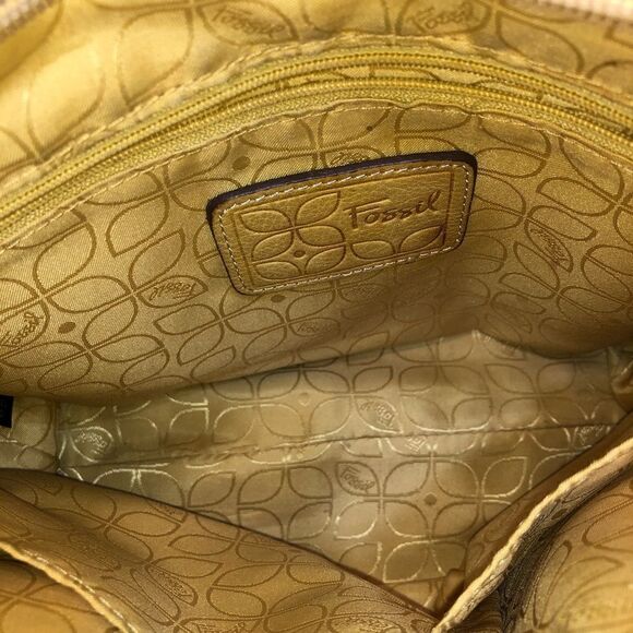 Vintage Fossil leather crossbody organizer purse. Yellow - Picture 6 of 11